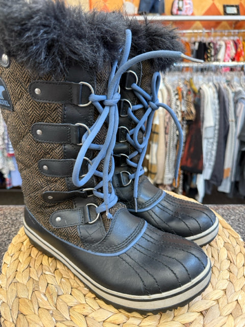 Pre-owned SOREL Black Brown Blend Size 9 Boot