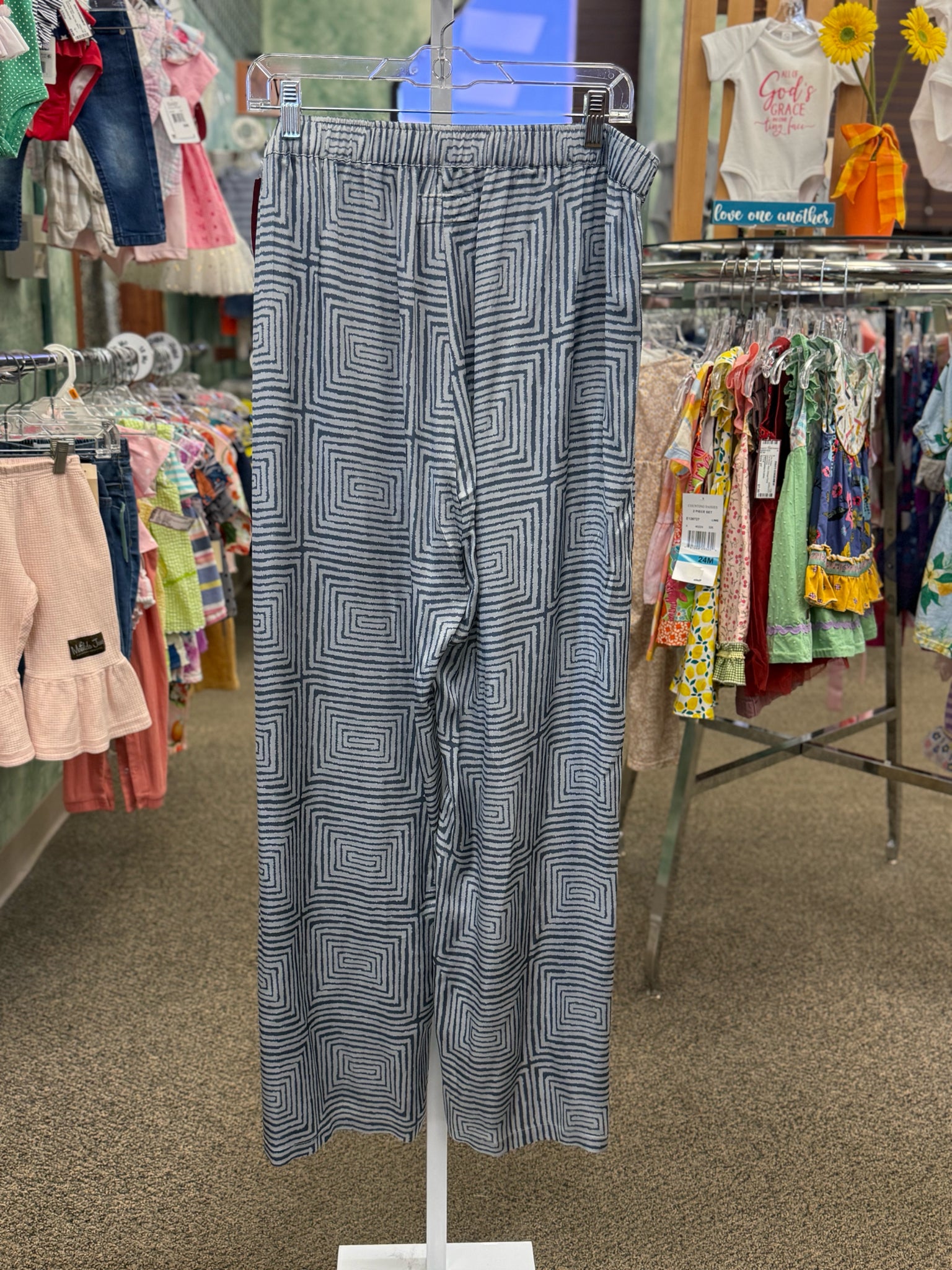 Pre-owned JOHNNY WAS Blue print Light Blue Size: 12 Designer Pant