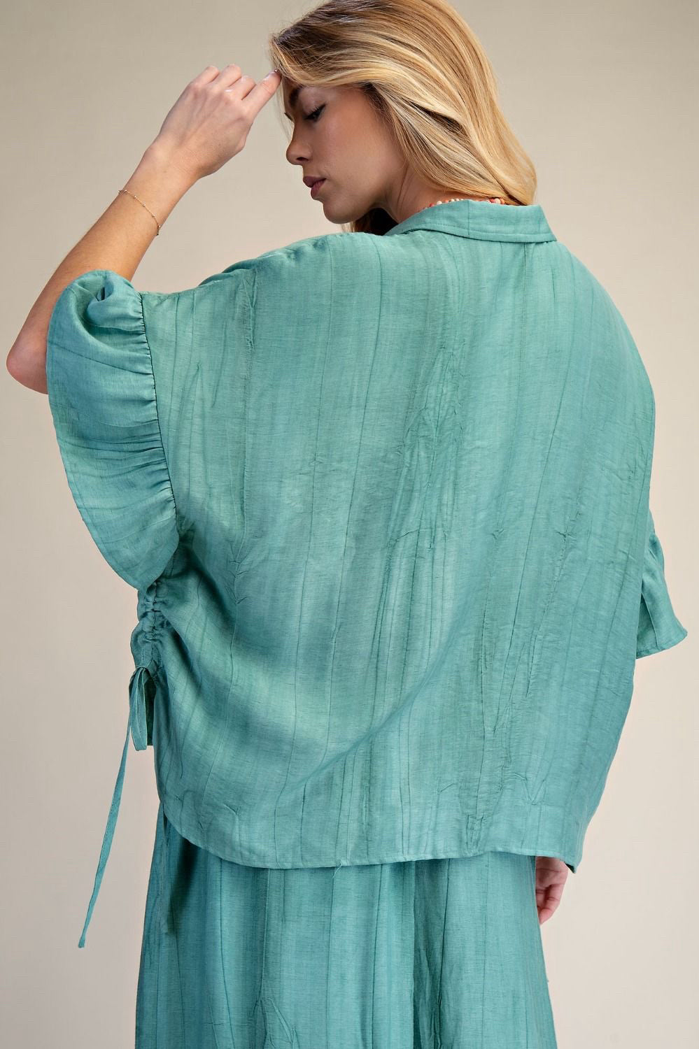 New EASEL Green Dr Size S Short Sleeve PantSet