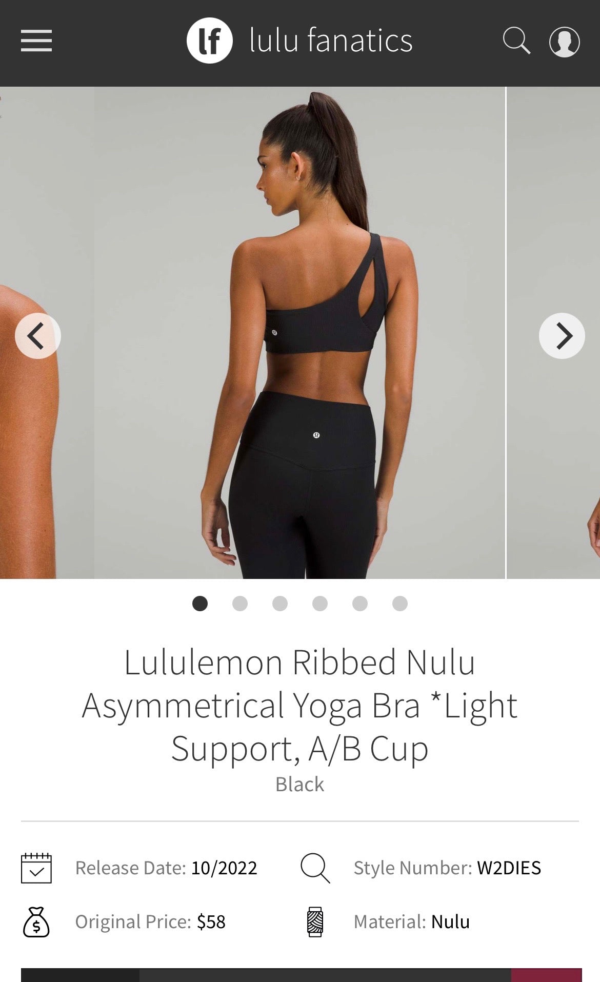 Pre-owned Lululemon Black Size M Sports Bra