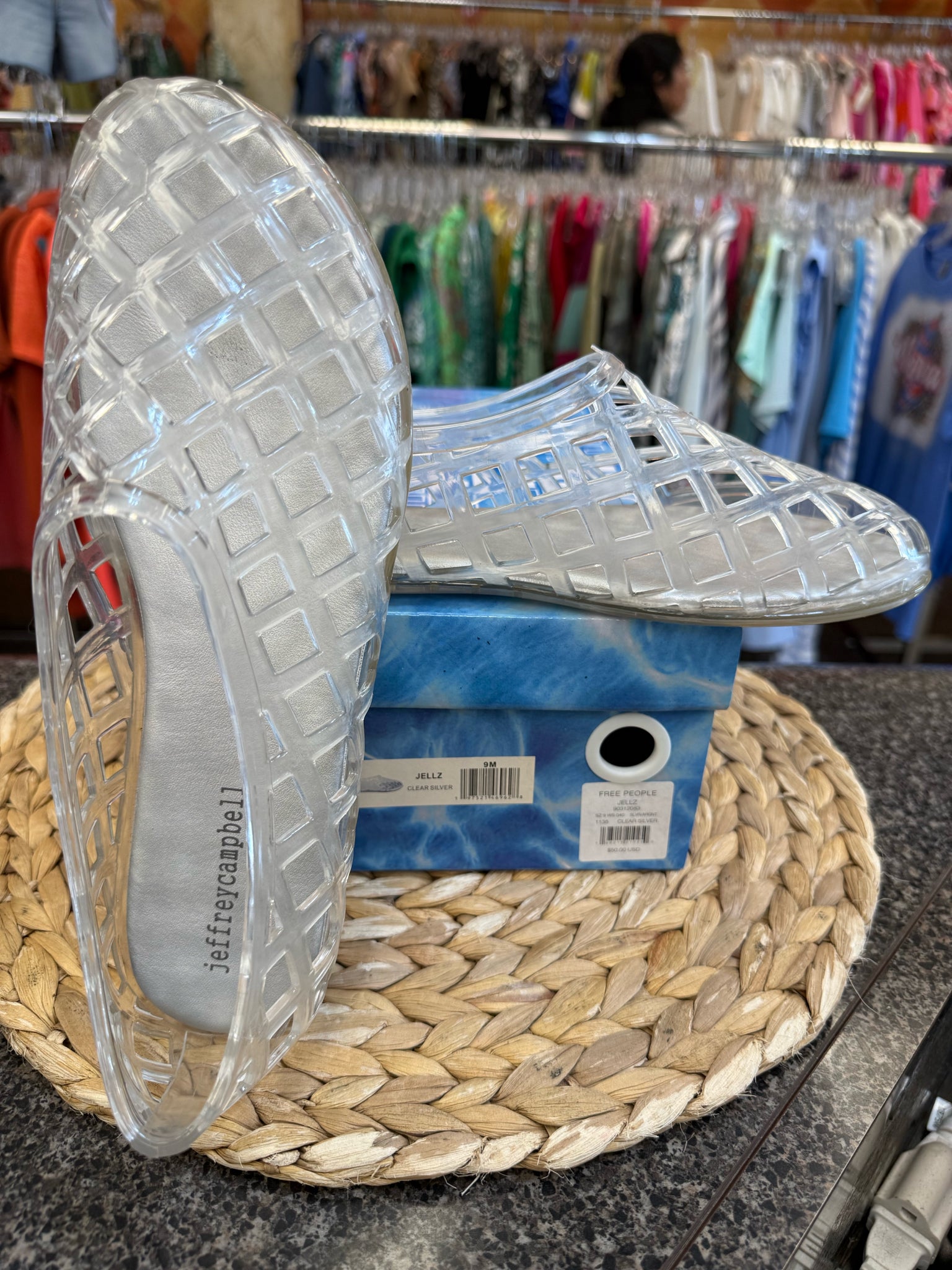 Pre-owned JEFFREYCAMPBELL FREE PEOPLE Clear Silver Size 8.5 Sandal