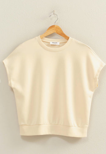 New DOUBLE ZERO Cream Short Sleeve Blouse