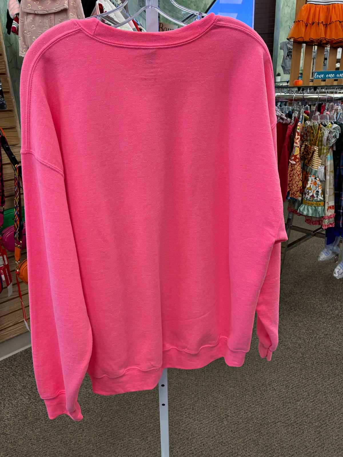 Pre-owned GILDAN Hot pink White Trim Size 1X Long Sleeve Sweatshirt