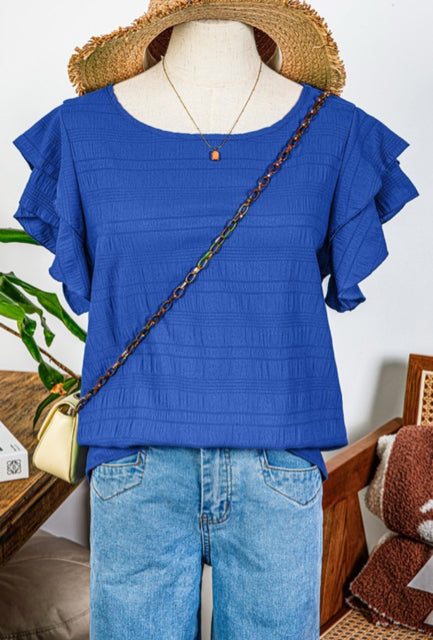 New FW Royal Blue Size S Short Sleeve Blouse