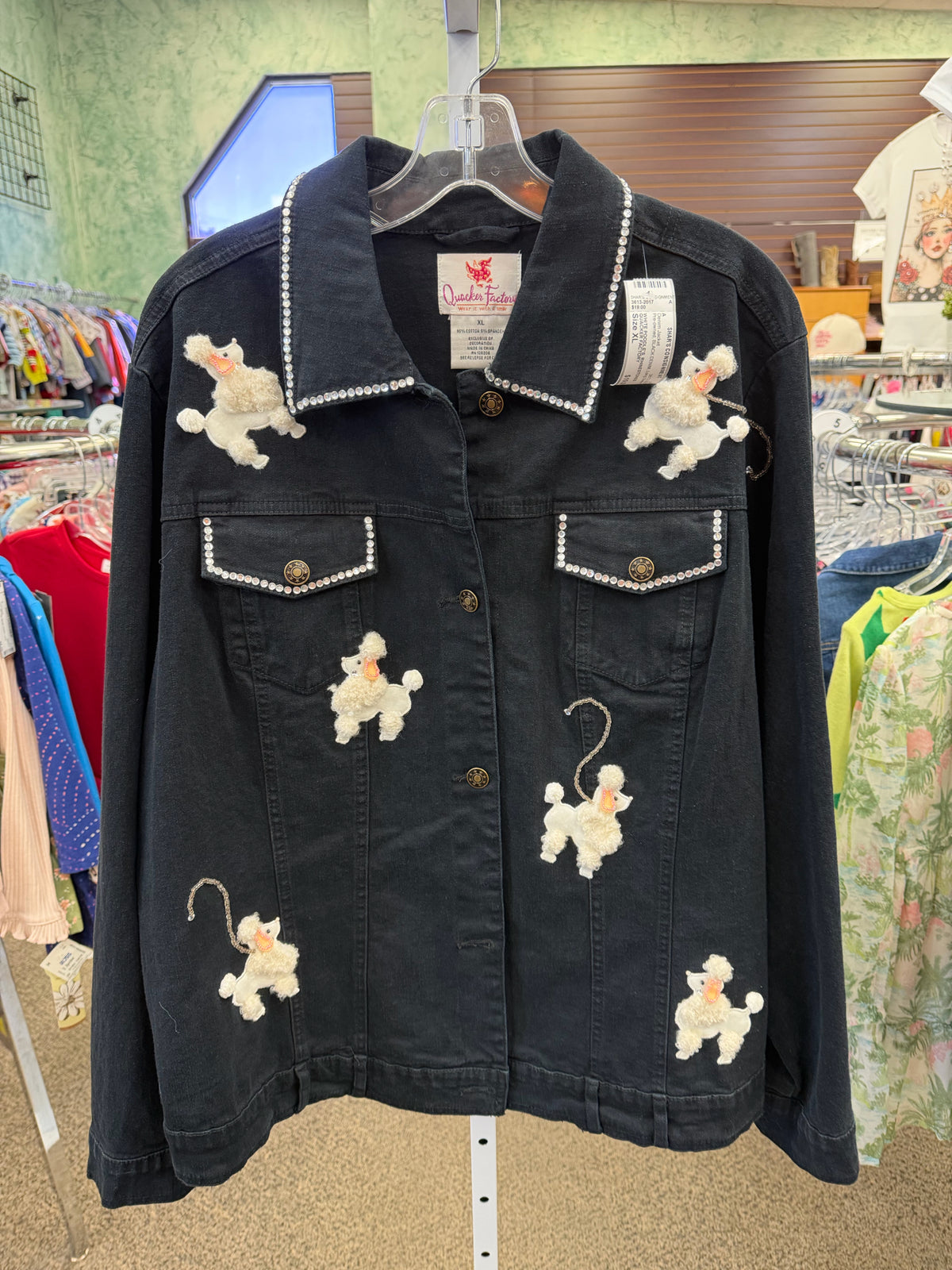 Pre-owned QUACKER FACTORY BLACK DENIM Size XL Long Sleeve Denim Jacket