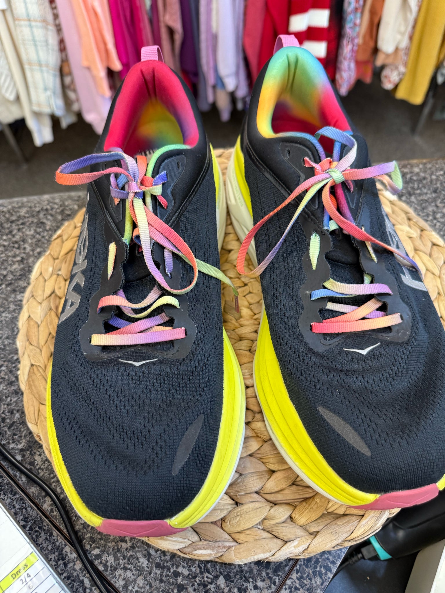 Pre-owned HOKA Black Yellow SHOE SIZE 13 MENS Designer Sneaker