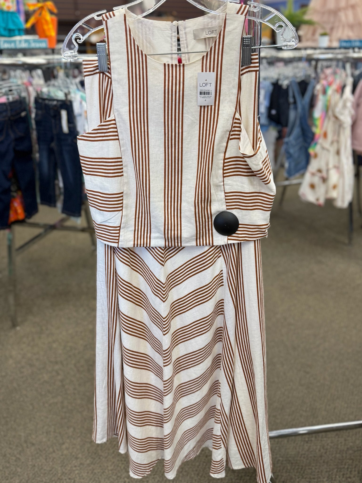 New with Tag LOFT Off white Brown Dr Size 2/4 SkirtSet