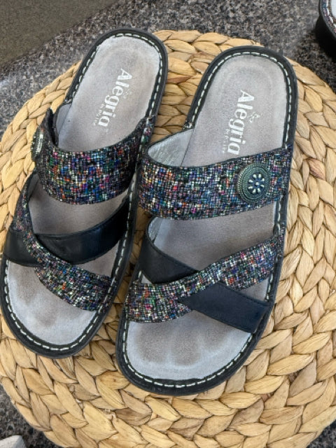 Pre-owned ALEGRIA Purple blend Black Size 7.5 Designer Sandal