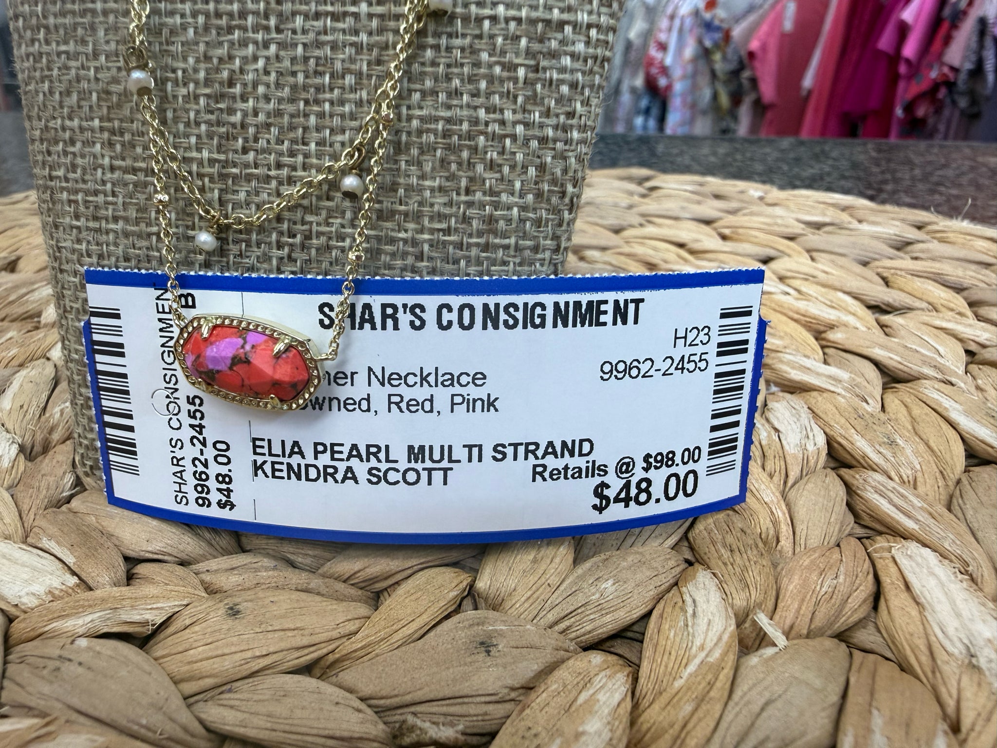 Pre-owned KENDRA SCOTT Red Pink Designer Necklace