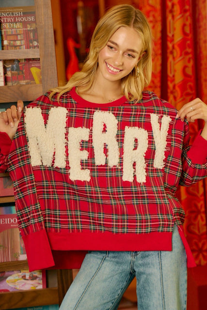 New BIBI Red plaid Size S Long Sleeve Sweatshirt