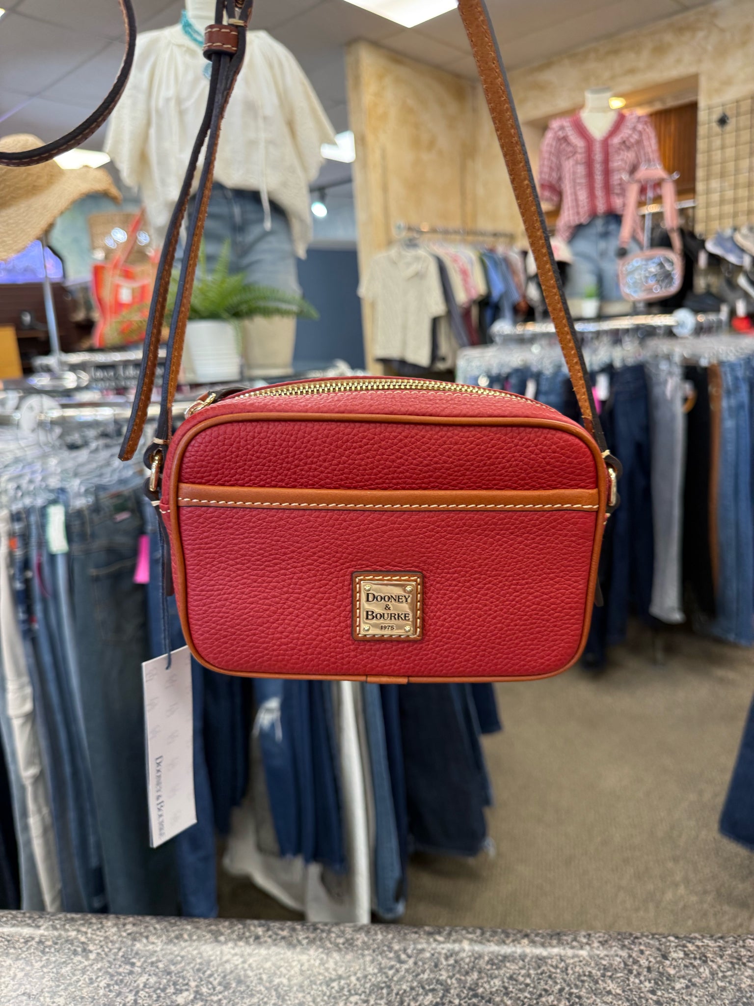 New with Tag DOONEY&BOURKE Red Brown Trim Crossbody Designer Purse