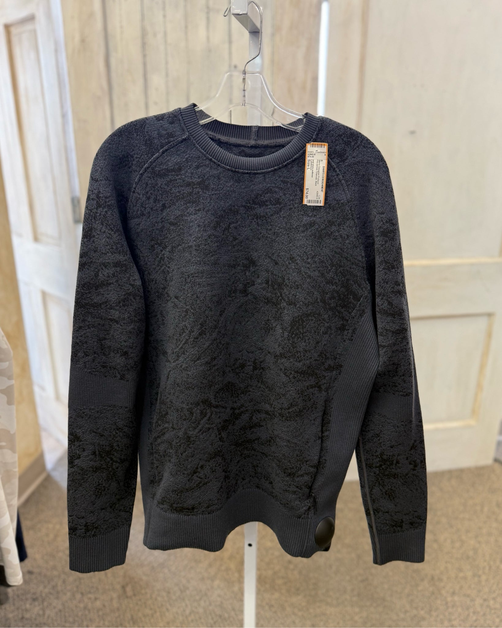 Pre-owned Lululemon Charcoal Black Men Size L Long Sleeve Mens Pullover