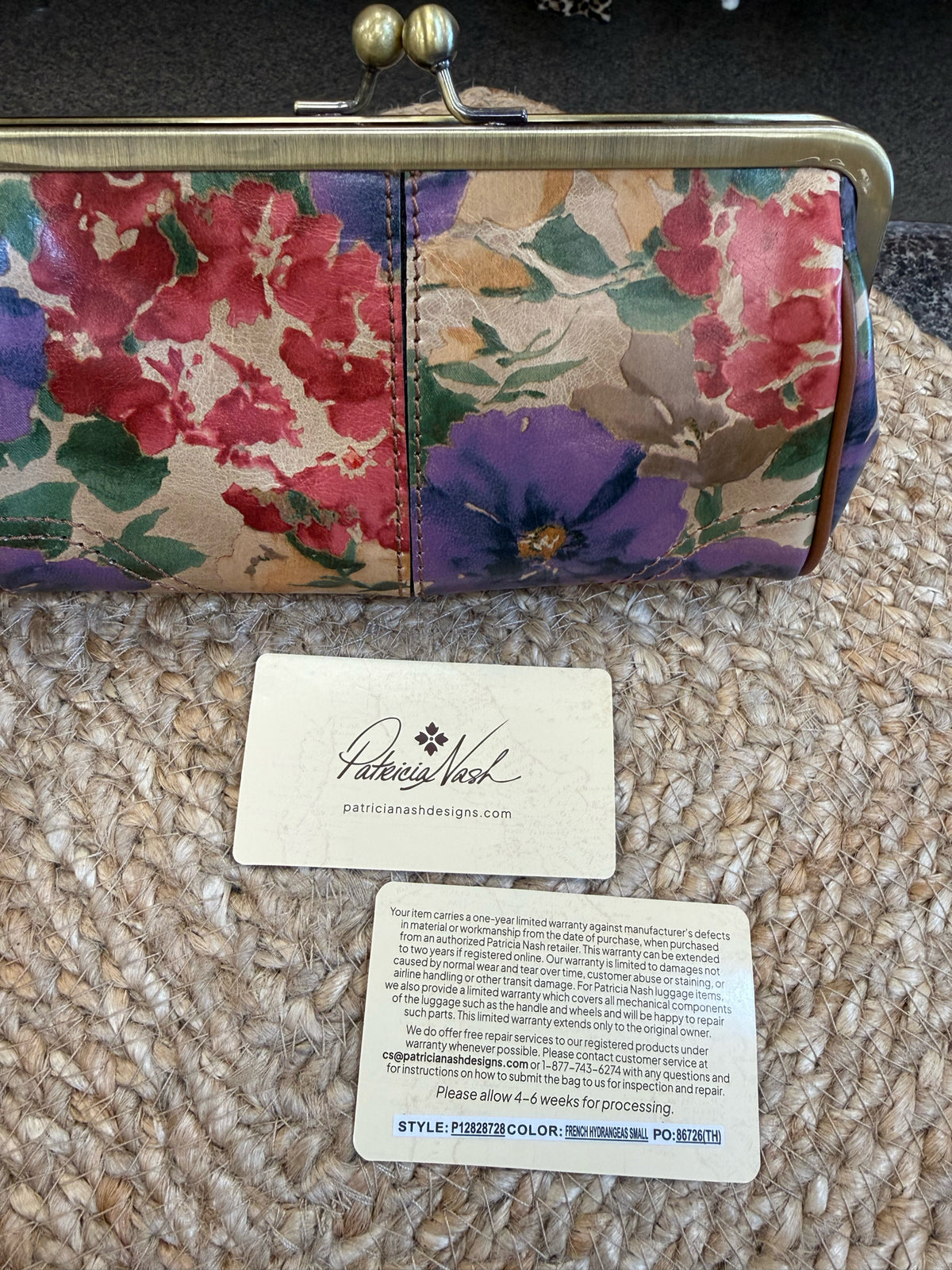 Pre-owned PATRICIA NASH Purple floral Red Floral WALLET SIZE Regular Wallet