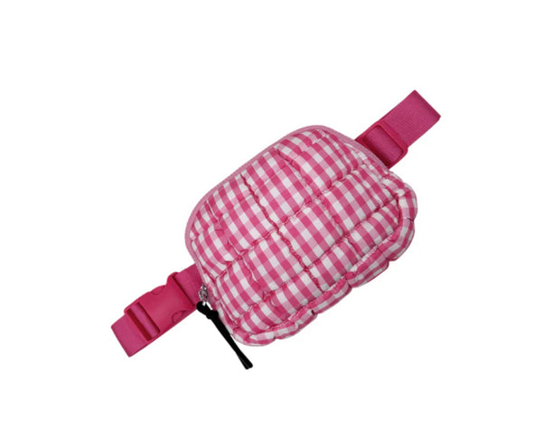 New LILLY GIRL Pink check White S Fanny Pack Purse