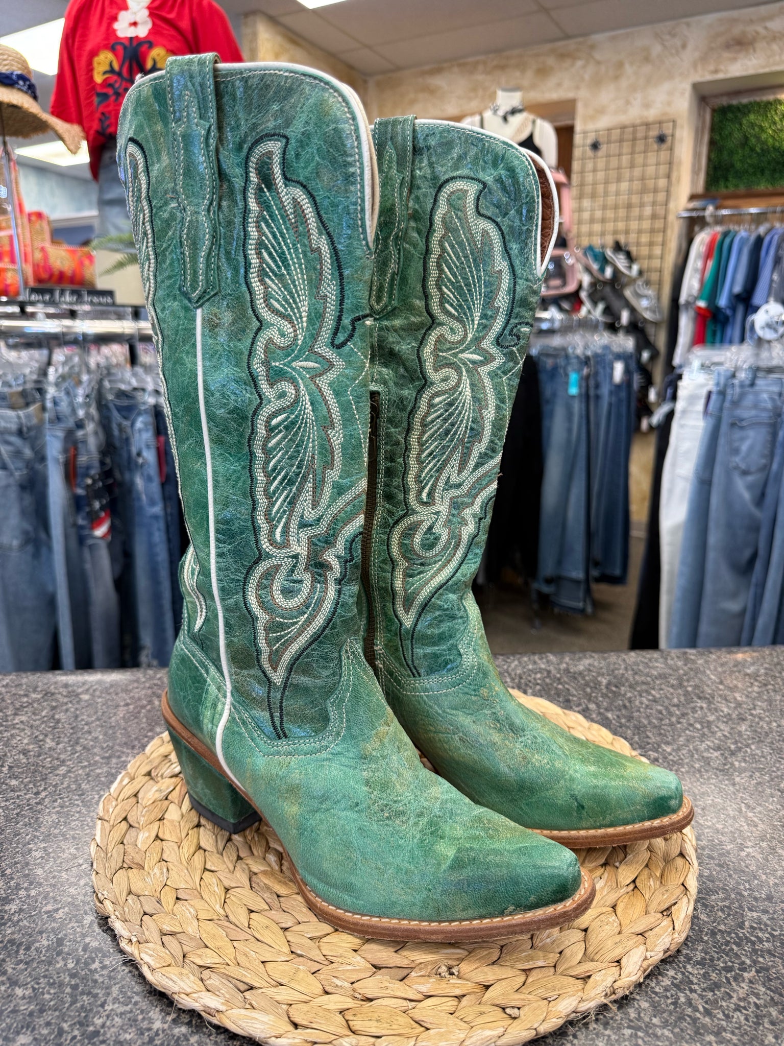 Pre-owned DAN POST Turquoise Size 8.5 Designer Boot