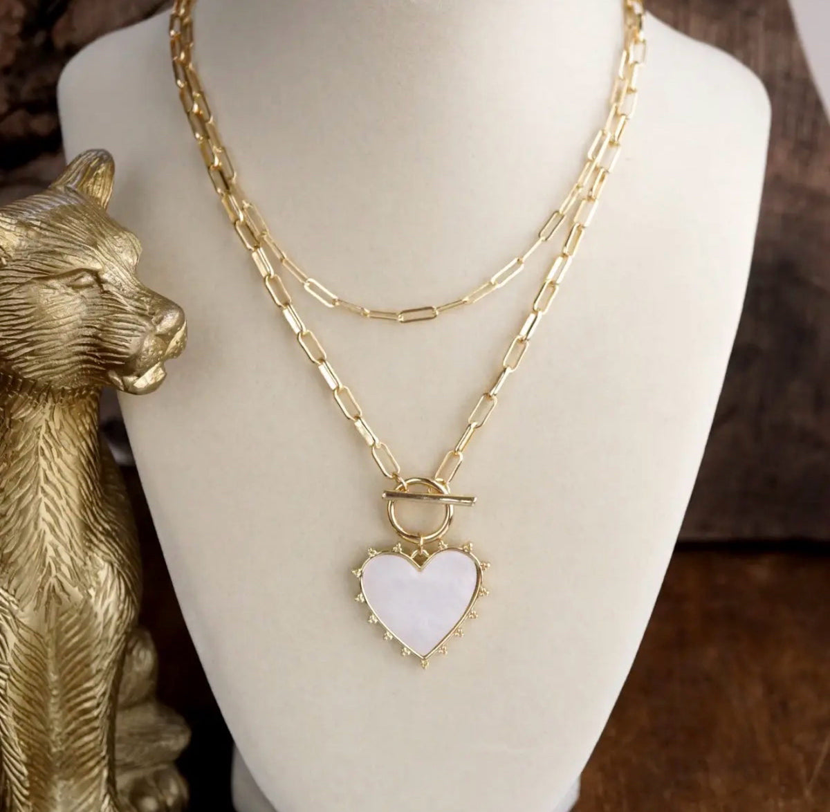 New PENNY Gold MOTHER OF PEARL Necklace