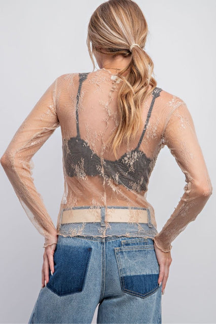 New EASEL Nude Size S Long Sleeve Blouse