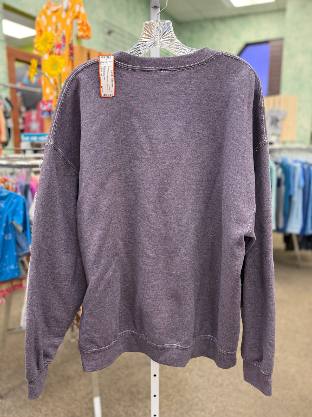 New with Tag SWEET CLAIRE Gray Pink Print Size L/XL Long Sleeve Sweatshirt