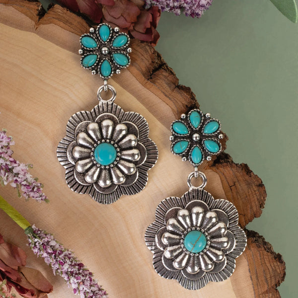 New YF Turquoise Silver Earring