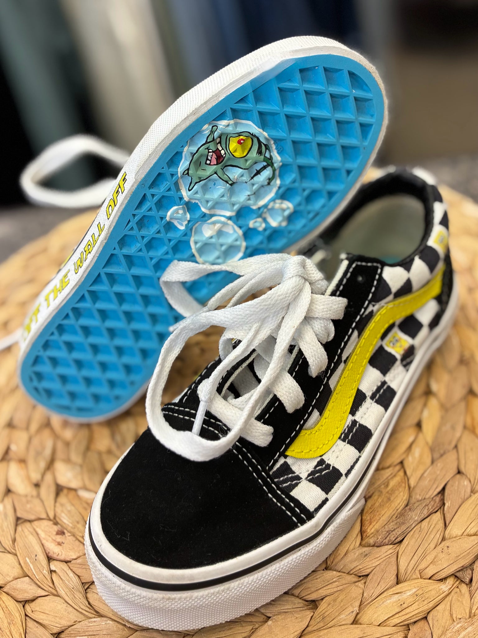 Pre-owned VANS Black check White Check C-SIZE 13 Boys Sneaker