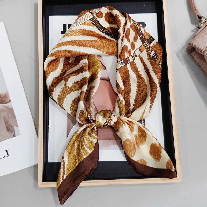 New Dipped Brown animal Cream Scarf