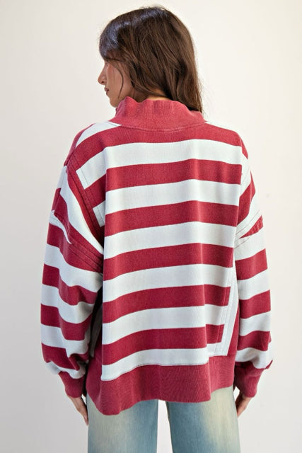 New EASEL Wine stripe Size S Long Sleeve Sweatshirt