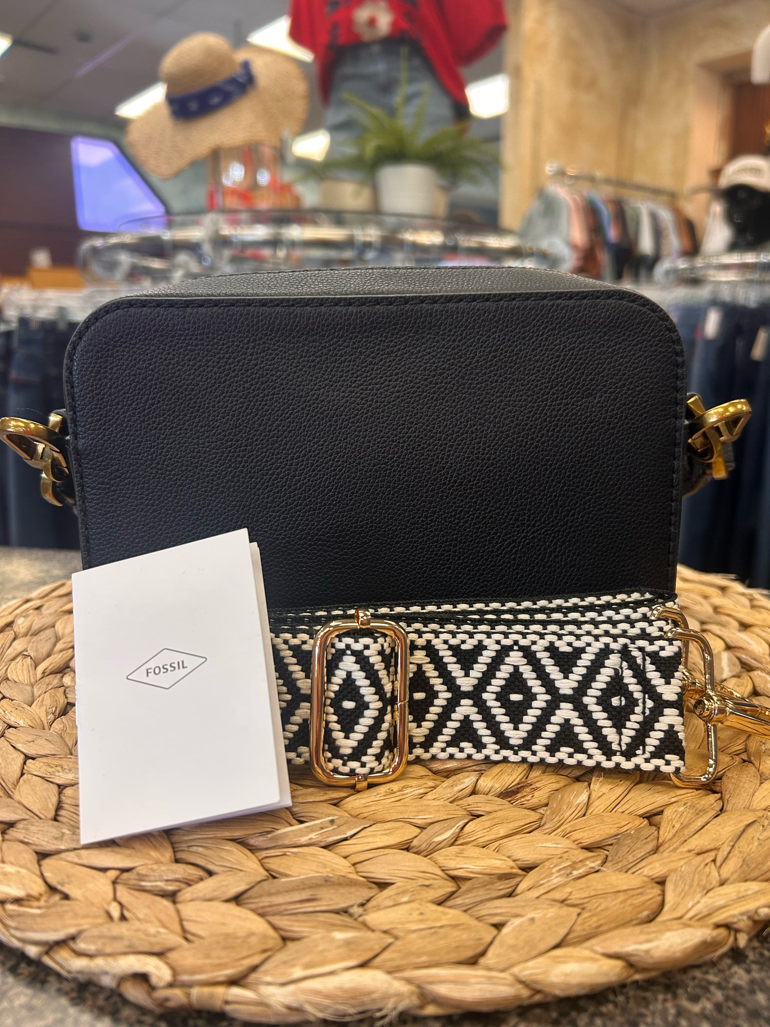 New  Without Tag FOSSIL Black Crossbody Designer Purse