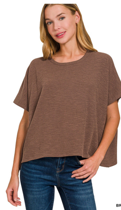 New Zenana Dark brown Size M/L Short Sleeve Tee