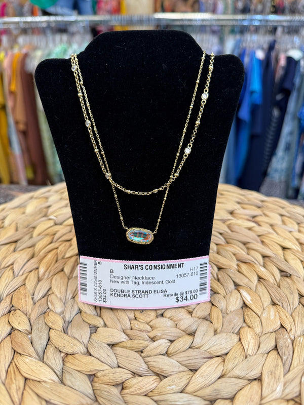 New with Tag KENDRA SCOTT Iridescent Gold Designer Necklace