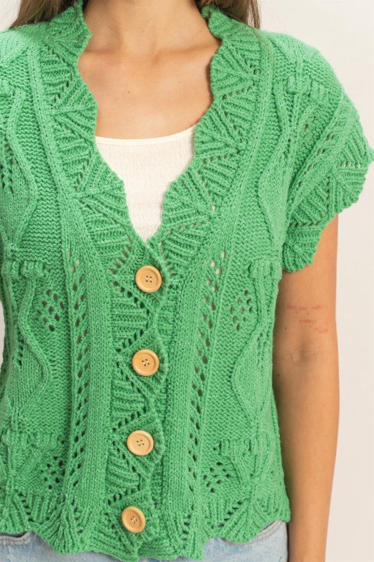 New HYFVE Green Size S Short Sleeve Sweater