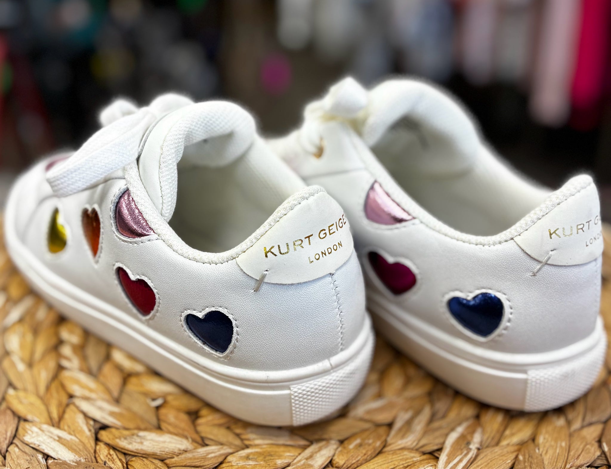 Pre-owned KURT GEIGER White Multi Print Shoe Size 13 Girls Sneaker