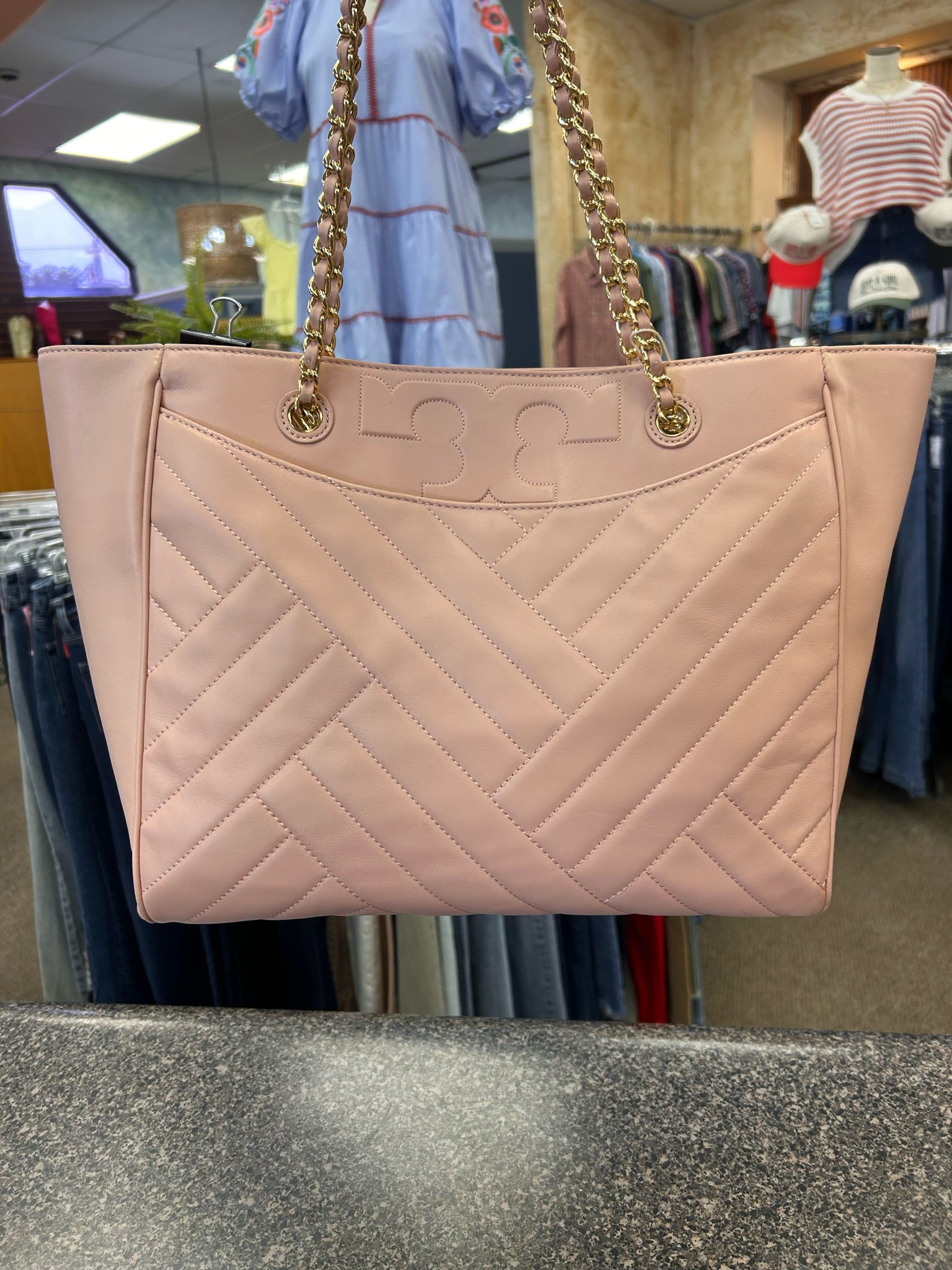 Pre-owned TORY BURCH Light pink Tote Designer Purse
