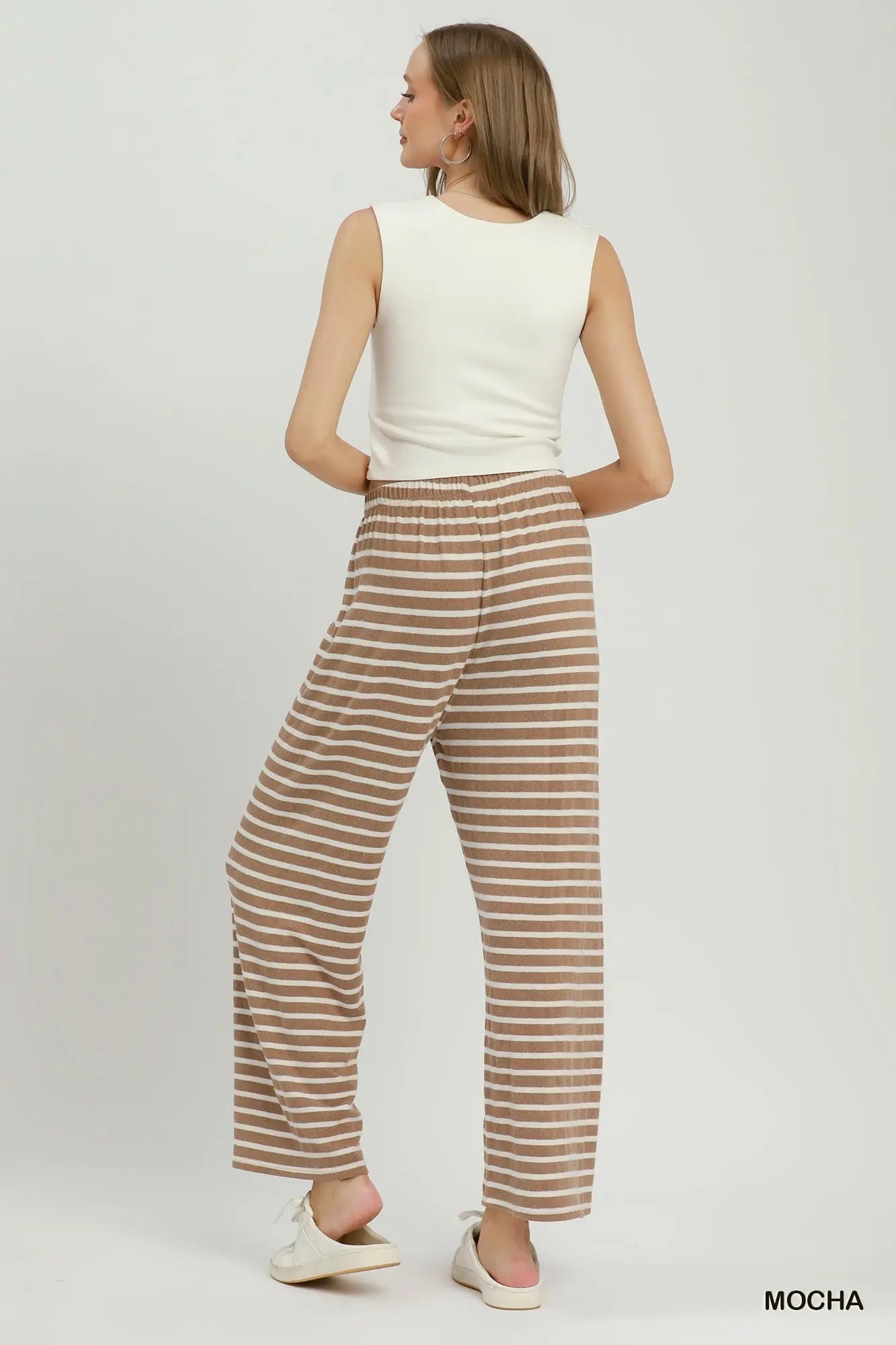 New UMGEE Brown stripe Cream Dr Size S Short Sleeve PantSet