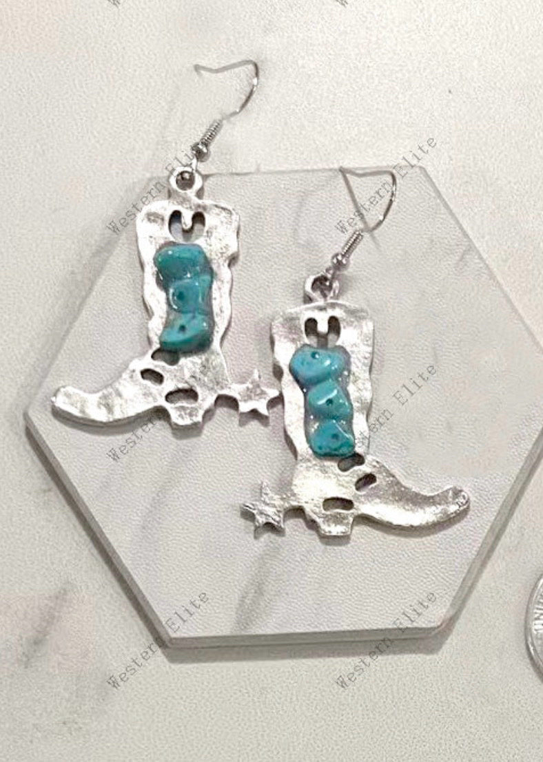New WESTERN Silver Turquoise Earring