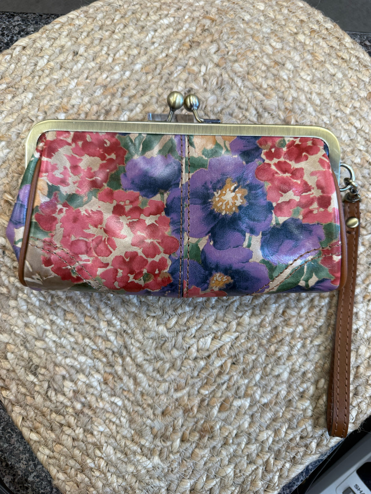 Pre-owned PATRICIA NASH Purple floral Red Floral WALLET SIZE Regular Wallet
