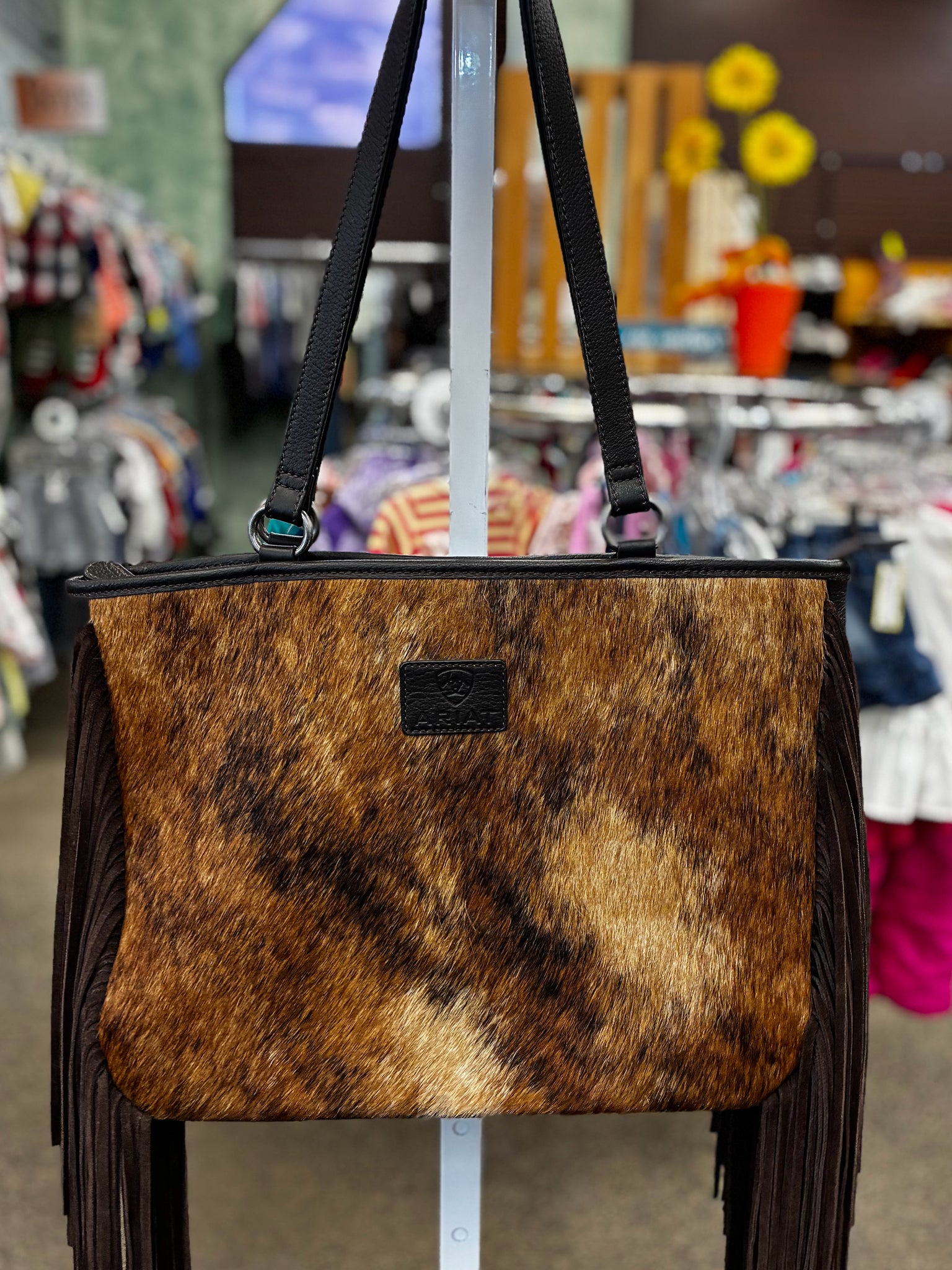 Pre-owned ARIAT Brown blend Dark Brown Trim Shoulder Designer Purse