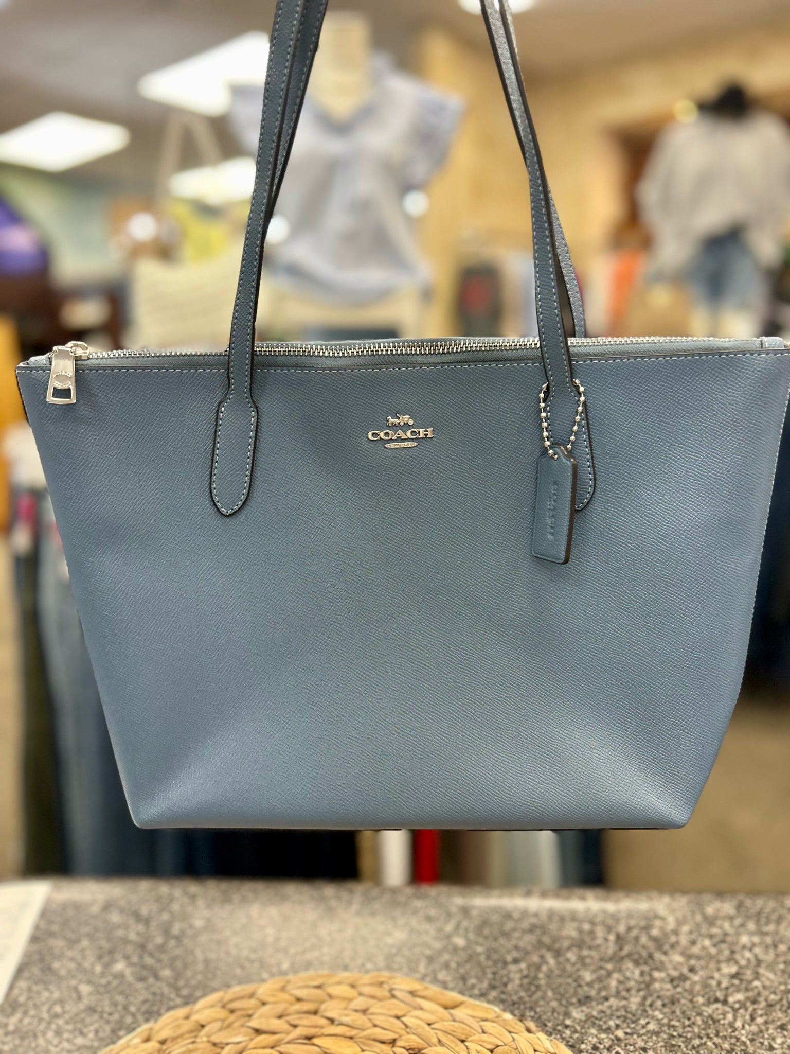Pre-owned COACH Powder Blue Shoulder Designer Purse