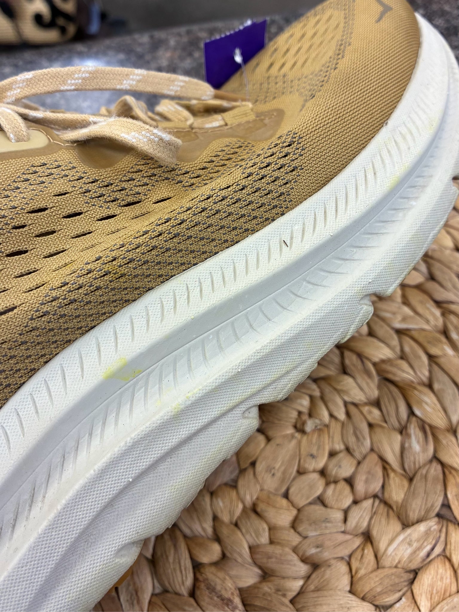Pre-owned HOKA DARK TAN Cream Trim SHOE SIZE 10.5 MENS Designer Sneaker