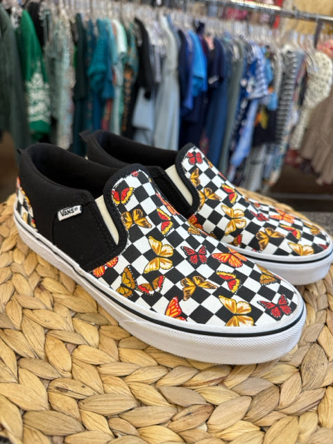 New  Without Tag VANS Black Print Red Size 5 Shoe