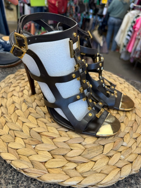 Pre-owned TORY BURCH Dark brown Gold Size 10 Heel