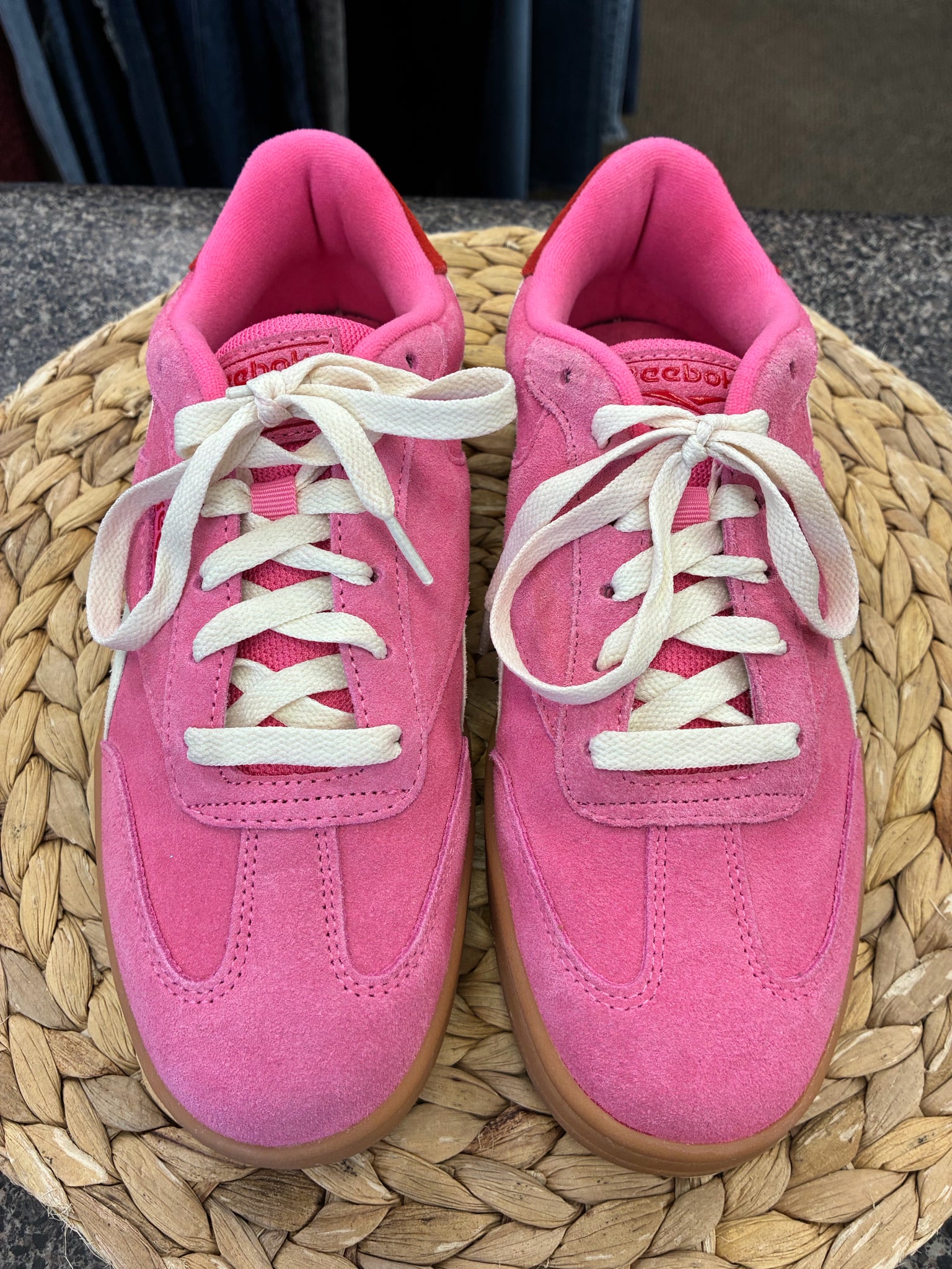 Pre-owned REEBOK Pink Red Size 7.5 Designer Sneaker