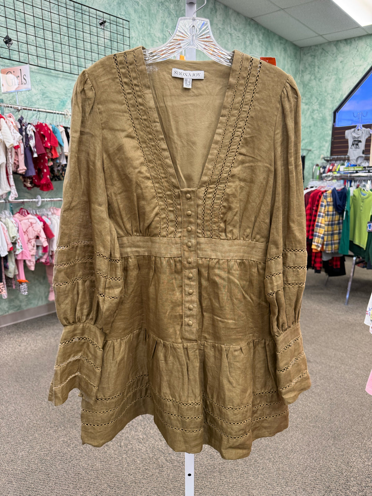 Pre-owned SHONA JOY Dark green Size 6 Long Sleeve Dress