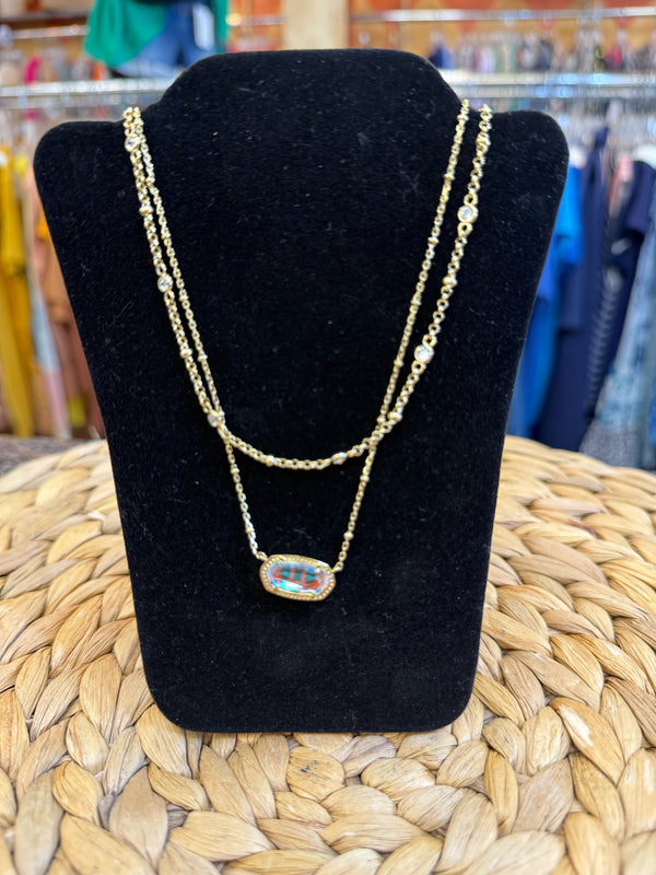 New with Tag KENDRA SCOTT Iridescent Gold Designer Necklace