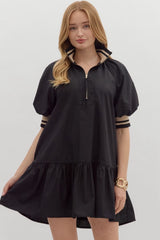 New ENTRO Black Black Trim Size Small Short Sleeve Dress