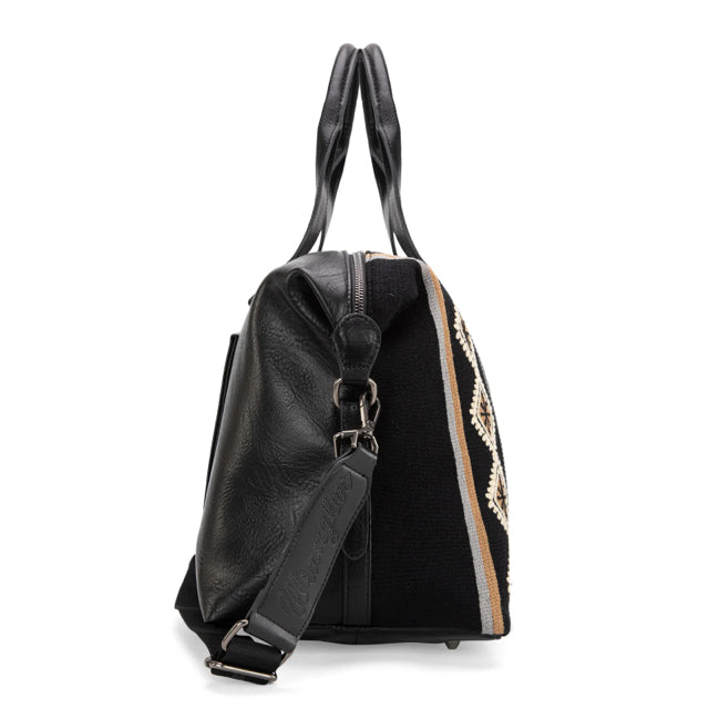 New WRANGLER Black Print Cream XL Duffel Purse