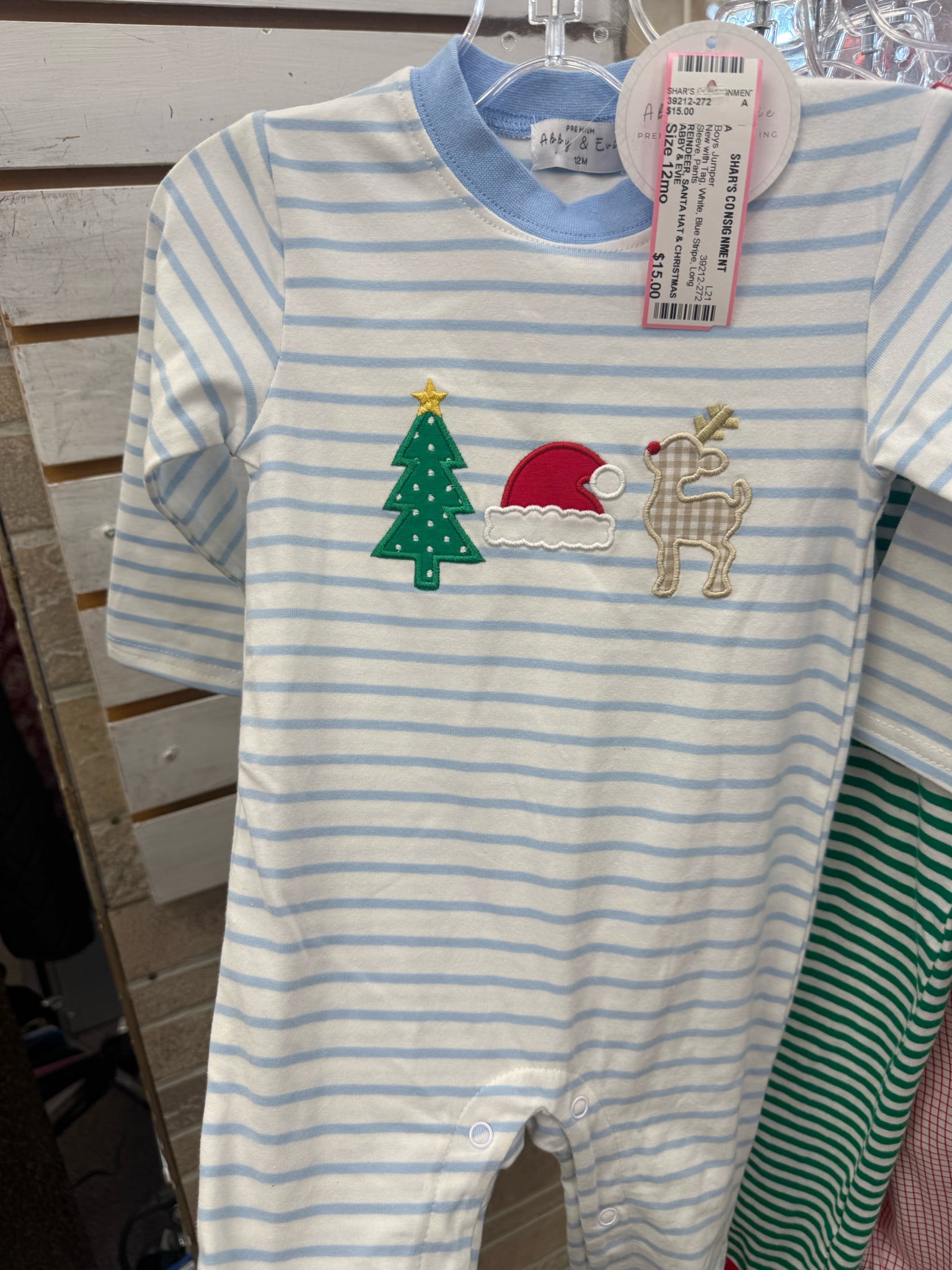 New with Tag ABBY & EVIE White Blue Stripe C-SIZE 12mo Long Sleeve Boys Jumper