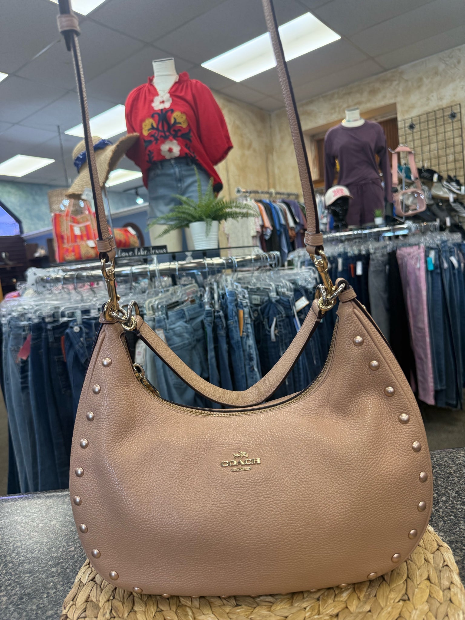 Pre-owned COACH Nude Light Pink Trim Crossbody Designer Purse