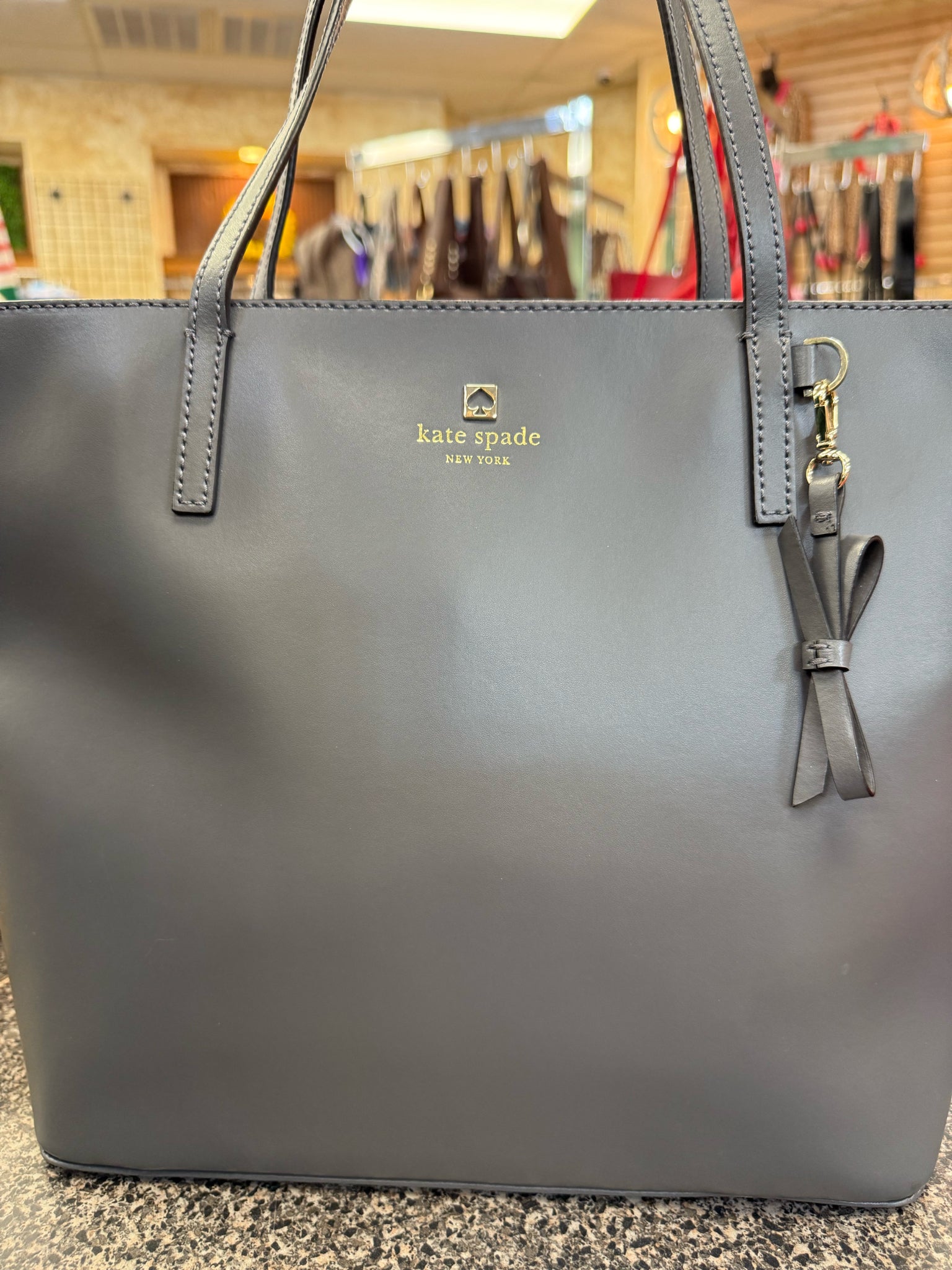 Pre-owned KATE SPADE Gray Gold Tote Designer Purse