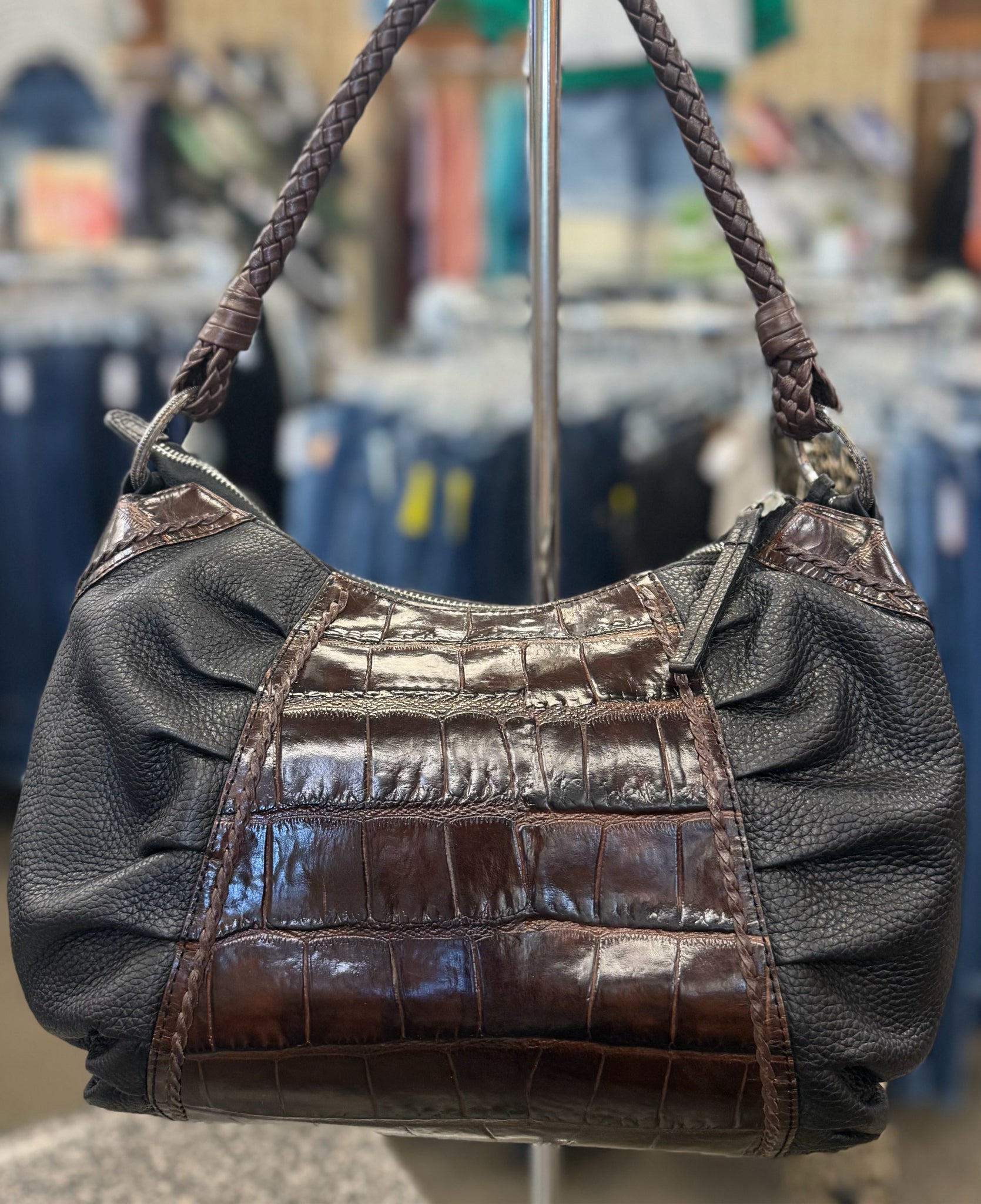 Pre-owned BRIGHTON Dark brown Black Shoulder Designer Purse