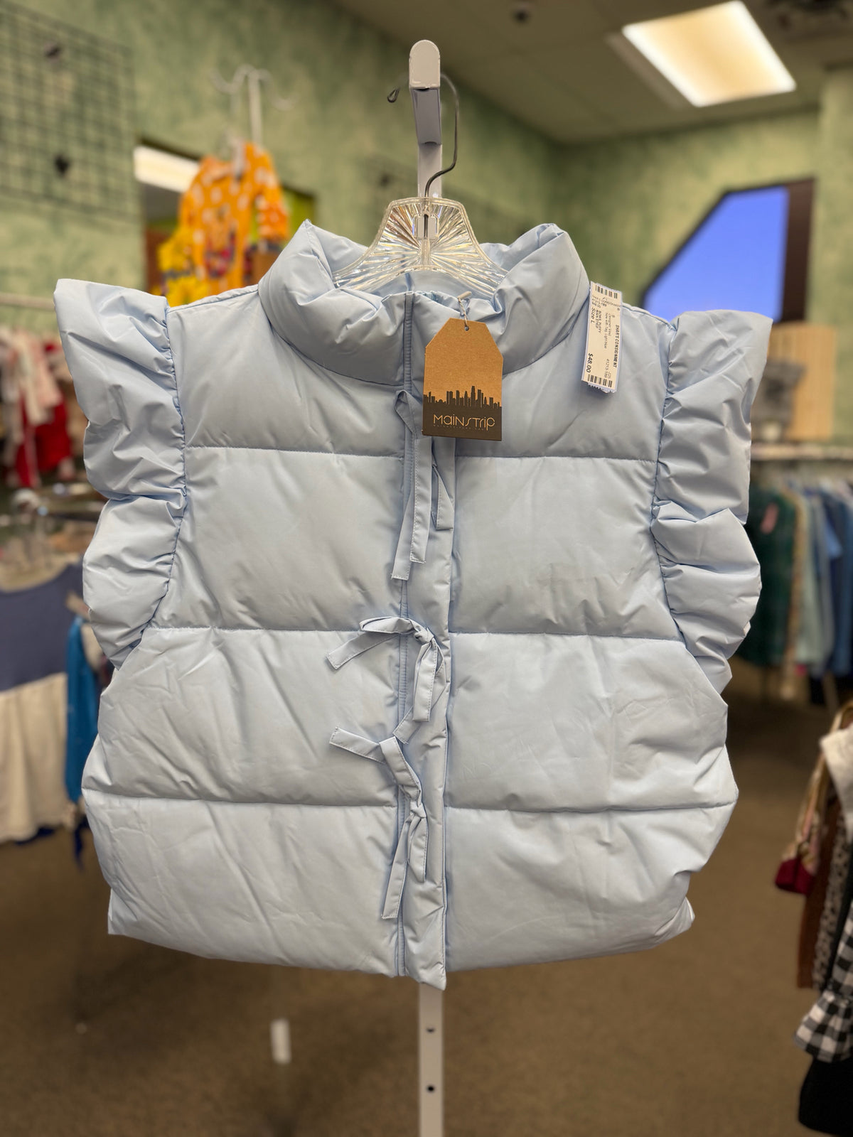 New with Tag MAIN STRIP Light blue Size* L Designer Vest